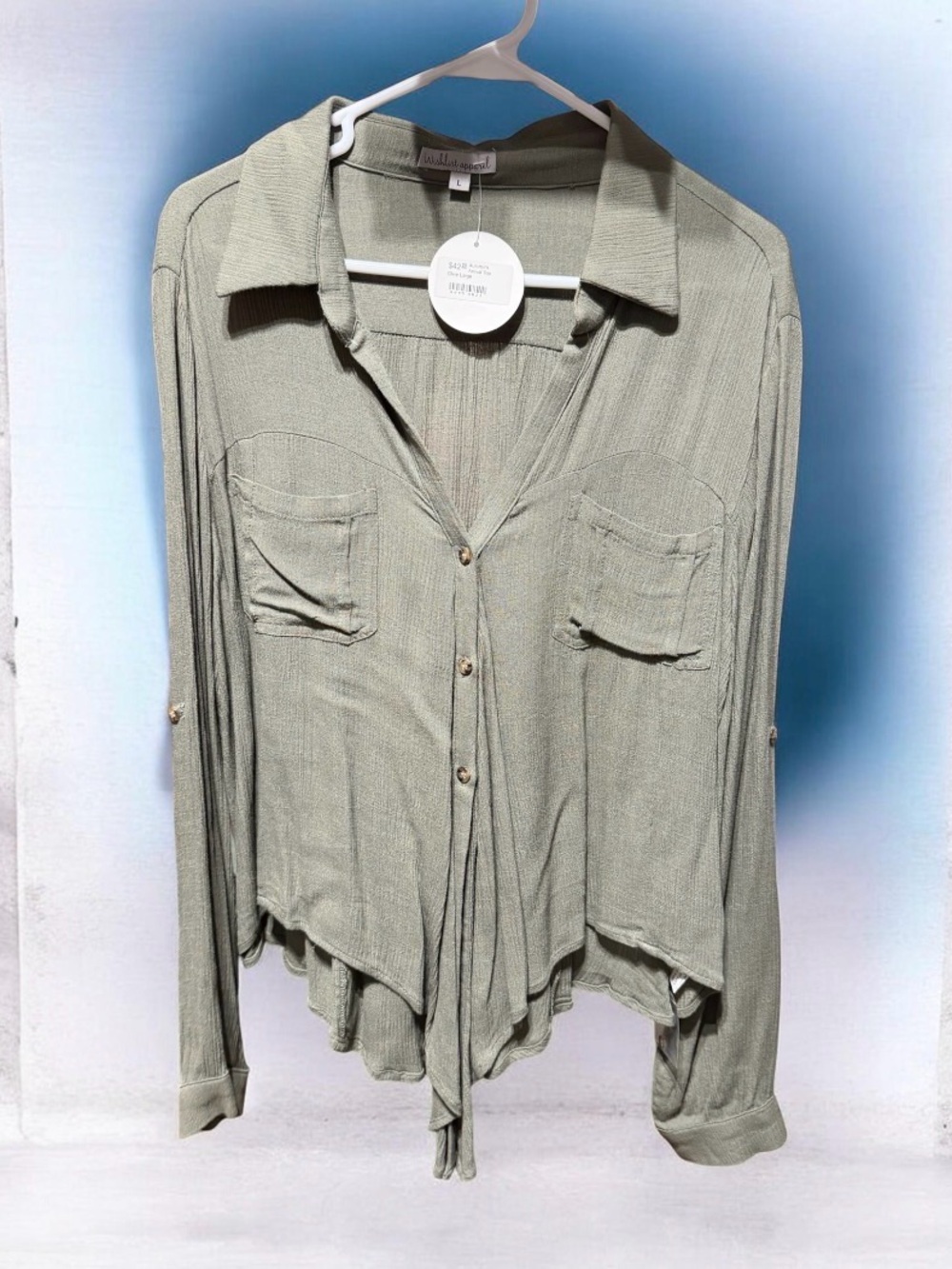 Wishlist Apparel Sage Button-Front Tie-Hem Women's Shirt - Soft Collared Top